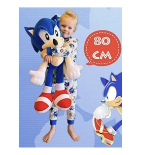 Sonic Peluş Oyuncak 80 Cm Dev Boy En Büyük Boy Hediyelik Uyku Arkadaşı (Çok Renkli)