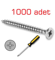 Meridyen Sunta Vidası 4.0x18mm 1000 Adet (Gümüş)