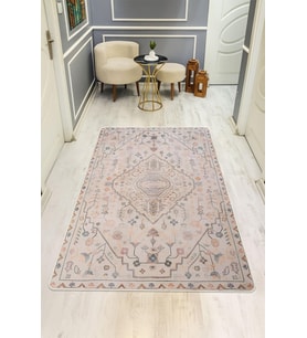 Parlak Kadife Kumaş VINTAGE Dijital Baskı Dot Kaymaz Tabanlı Halı H0826