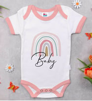BK Kids Baby Tasarımlı Pembe Bebek Body Zıbın-1