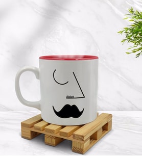 BK Gift Kişiye Özel Picasso Erkek Figürlü İçi Kırmızı Renkli Kupa Bardak Model 1
