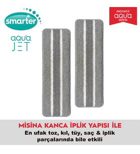 SMARTER AQUA JET YEDEK MOP(YENİ MODEL) 2 ADET TEMİZ & KİRLİ SUYU AYIRMA ÖZELLİĞİ TABLET MOP TEMİZLİK SETİ PASPAS