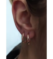 Gümüş 14 mm taşsız rose halka küpe