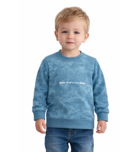 Erkek Çocuk Önü Baskılı Sweatshirt BGL-ST05244 (Aqua)