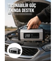 Dijital Göstergeli Akü Takviye Cihazı Lastik Şişirme Powerbank ve LED Işık Özellikli Yeni Nesil