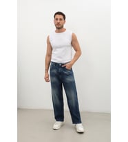 Erkek Skater Fit Jean Pantolon Lacivert