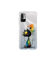 Redmi Note 10 5G ile Uyumlu Splash Kedi Tasarımlı Şeffaf Silikon Kılıf