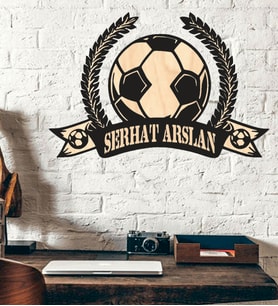 Kişiye Özel Futbol Lig Kupa Ödül Temalı Ahşap Duvar Tablo
