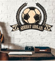 Kişiye Özel Futbol Lig Kupa Ödül Temalı Ahşap Duvar Tablo