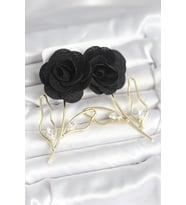 Pirinç Gold Renk Siyah Gül Model Kadın Küpe 5886 - SSSSSS9612-5904