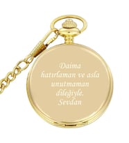 Kişiye Özel Parlak Altın Renkli Köstekli Cep Saati