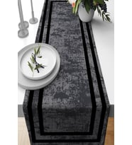 Füme Çerçeveli Desen Premium Masa Örtüsü Runner RNR491