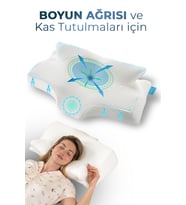 NOX Boyun Destekli Ortopedik Visco Yastık Beyaz- Rahat Uyku ve Güzellik Yastığı 64x38x12,5 cm