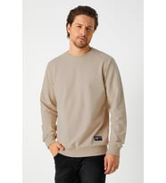 Metalic Erkek Bej Basic Bisiklet Yaka Sweatshirt