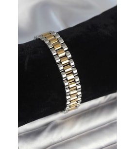 316L Çelik Gold ve Gümüş Renk 12 mm Kalınlık Erkek Bileklik 5886