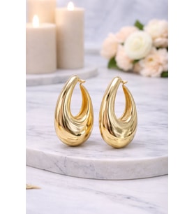 Gold Renk Bombe Elips Halka Çelik Küpe