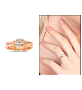 Beyaz Zirkon Taşlı Çark Tasarım Rose Renk Free Size 925 Ayar Gümüş Kadın Yüzük