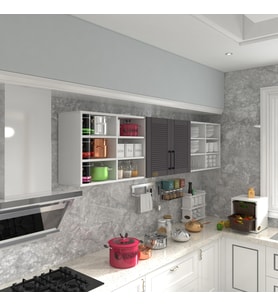 Kenzlife hazır mutfak dolabı mercimek60 gri mod2 60*240*32 mebran kapak suntalam gövde