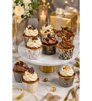 Cupcake Kapsülü 24'lü Mermer Desenli Gold Varaklı Asetat Kutulu Kek ve Muffin Pişirme Kapsülü