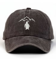 Kişiye Özel Nakışlı Eskitme Şapka Nihilist Penguen (Kahverengi)