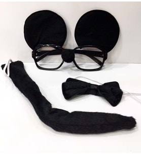 Parti Malzemeleri Mickey Mouse Gözlüğü Papyonu Kuyruğu Seti (Renksiz)