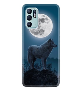 Oppo Reno 6 Kılıf Resimli Desenli Silikon Platinium Series Moon Wolf 1820