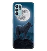 Oppo Reno 6 Kılıf Resimli Desenli Silikon Platinium Series Moon Wolf 1820