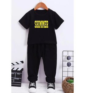 Çocuk Shimmer Alt - Üst Eşofman Takımı (Siyah)