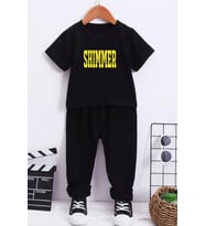 Çocuk Shimmer Alt - Üst Eşofman Takımı (Siyah)