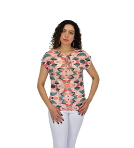 Kadın Kısa Kol Baskılı Bluz BGL-ST04693