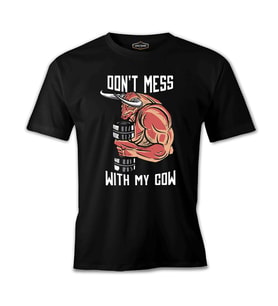Bodybuilding Cow  Siyah Erkek Tshirt