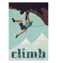 Vintage Tarzı Kaya Tırmanışı Tablo Ahşap Poster Dekoratif