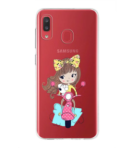 Samsung Galaxy A20 Uyumlu Kapak Vespagirl Tasarımlı Şeffaf Silikon Kılıf