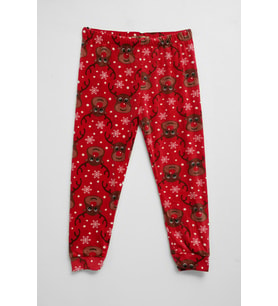 Kız Çocuk Yumuşak Kadife Dokulu Kırmızı Pijama Altı