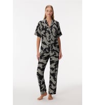 Anıl Zebra Kadın Kısa Kollu Önden Düğmeli Gömlek Pijama Takım