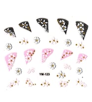 Tırnak Sticker, Tırnak Süsleme, Nail Art (ym-123) - 6X5 cm - Papatya Pembe Çiçek