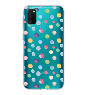 PrintiFy Samsung Galaxy M21 ile Uyumlu 1mm Slim Fit Water Color 6 Baskılı Şeffaf  Kılıf