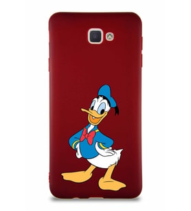 Samsung Galaxy J7 Prime Soft Premier Kapak Donald Duck-C Tasarımlı Silikon Kılıf - Mürdüm (Şeffaf)