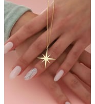 Kişiye Özel 925 Ayar Gümüş Minimal Kutup Yıldızı Model Kolye (Gold)
