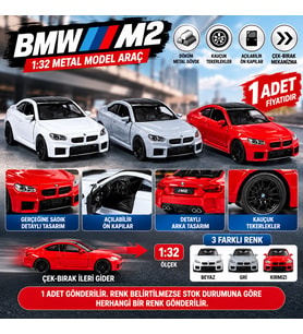 1:32 Çek Bırak BMW M2 Metal Model Araba Açılabilir Kapılı 1 ADET