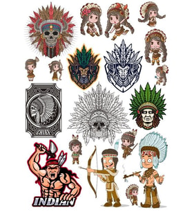 Kızılderili Apachi Sticker Set-2 16 Parça Telefon, Tablet, Defter, Laptop Sticker