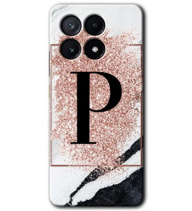 Poco x6 Pro Kılıf HD Desen Baskılı Kılıf - Pembe Mermer Desenli P Harfi