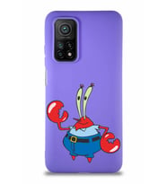 Xiaomi Mi 10T Soft Premier Kapak Bay Yengeç Tasarımlı Silikon Kılıf - Mor (Şeffaf)