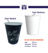 8 OZ KARTON BARDAK 1 KOLİ 2000 ADET