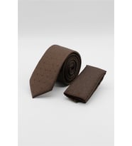Kahverengi-Lacivert Desenli 6 Cm Kravat 1090255112