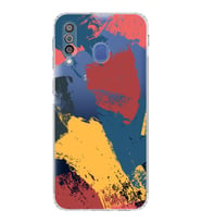 Samsung Galaxy M30 Uyumlu Kamera Korumalı Kapak Brushstroke Tasarımlı  Şeffaf  Kılıf