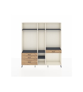 Arges Dolap 7 Raflı 4 Çekmeceli 3 Askılı 220x30x243 Aytaşı-Antrasit/Çam