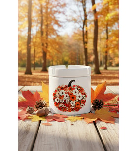 Boho Fall Pumpkin Floral Baskılı Seramik Kapaklı Kokusuz Küllük