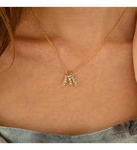 Kişiye Özel 925 Ayar Gümüş Minimalist 3 İsim Kolye (Gold)