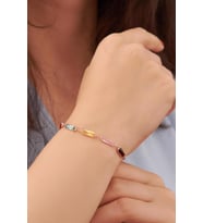 GÜMÜŞ ROSE DİKDÖRTGEN RENKLİ ZİRKON TAŞLI BİLEKLİK 